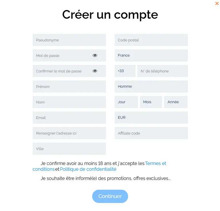 Processus d'inscription GAMDOM CASINO